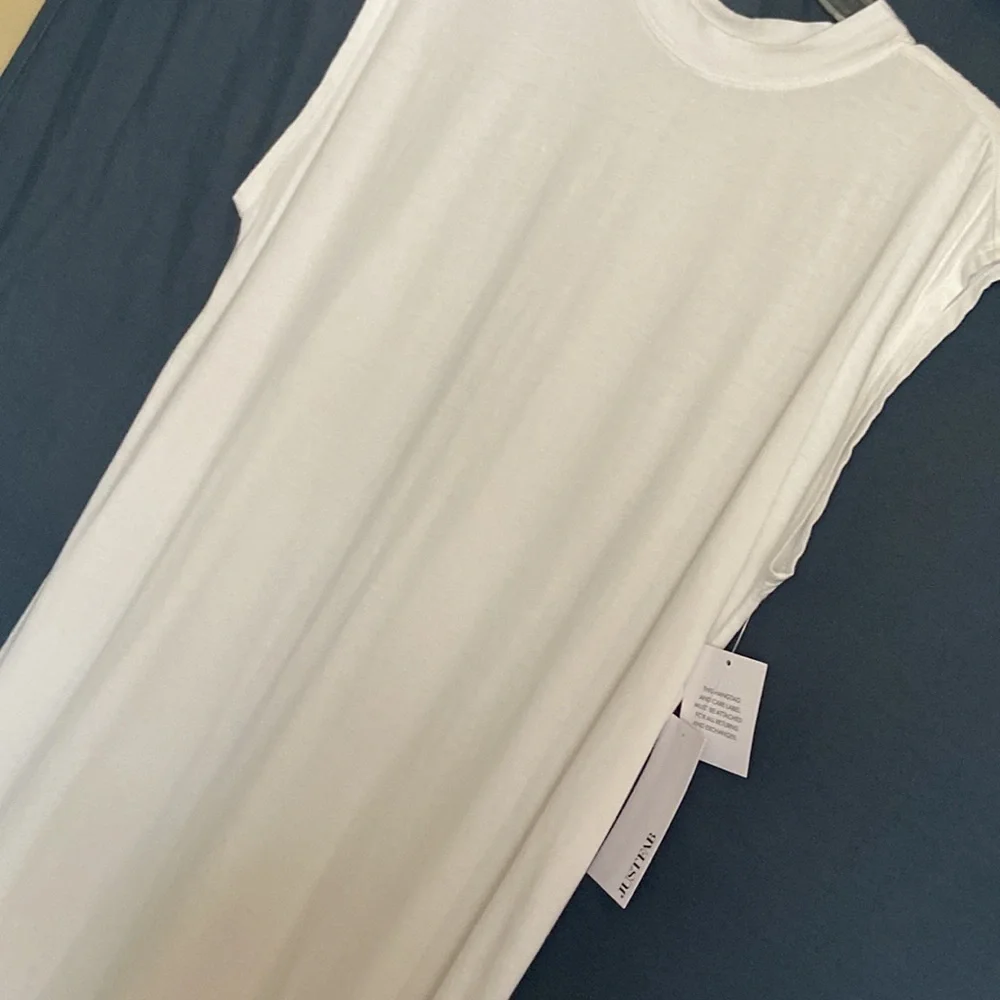 JUSTFAB Dress-NWT-Young Women Sz-S- Versatile White Beach/Pool/Robe/Coverup/Maxi
